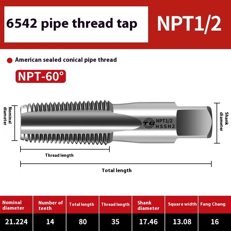 1099-Plumbing Tap Faucet Pipe Thread Repair Tap 6542 High Speed Steel G1/8 1/4 1/2 3/4 Shandong Denso Pricision Tools Co.,Ltd.
